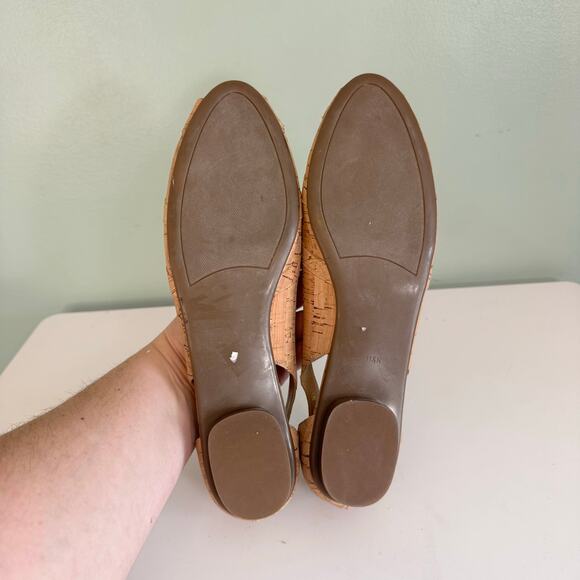Van Eli Women 11.5 Brown Natural Cork Peep Toe Flat Slip On Casual Cutout Sandal - Picture 4 of 12